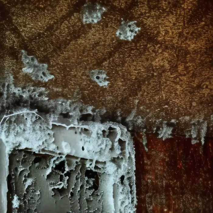 Mold and mildew growing on a surface.